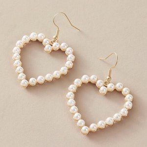 New Earrings Pearl Heart Hoop